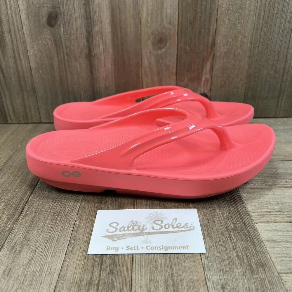 Oofos Oolala Pink Comfort Recovery Thong Flip Flop Sandals Women's 7 / 38